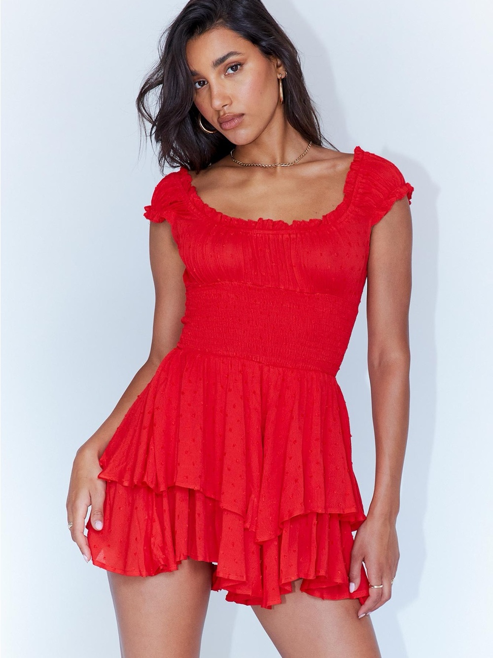NWT Princess Polly The Love Romper Red Ruffle Off The Ahoulder Women's Size:6